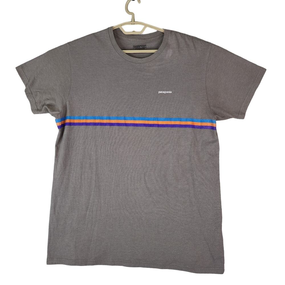 Patagonia T-Shirt Mens XL Slim‎ Fit Striped Short Sleeve Cotton Blend